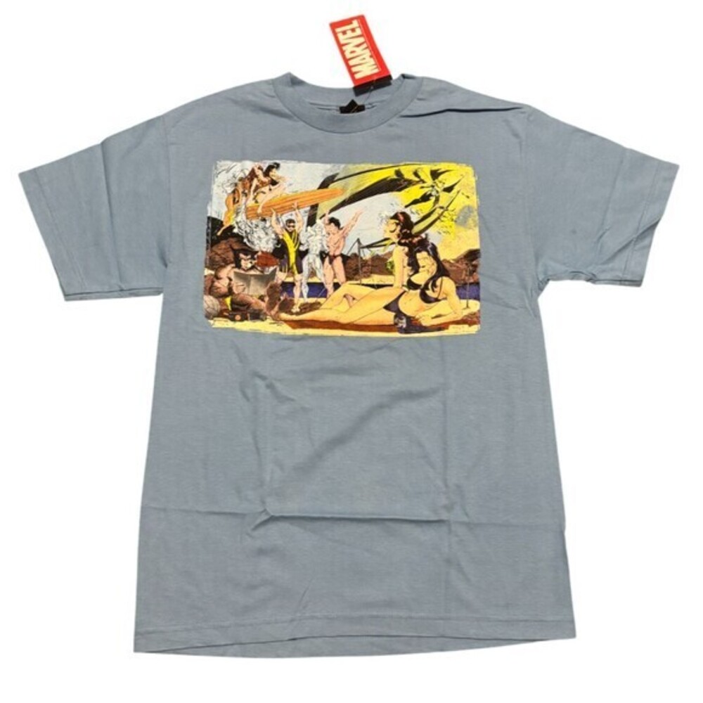 Marvel X-Men Pool Party T-Shirt Mad Engine Size M Blue Deadstock NWT‎ Comic Art